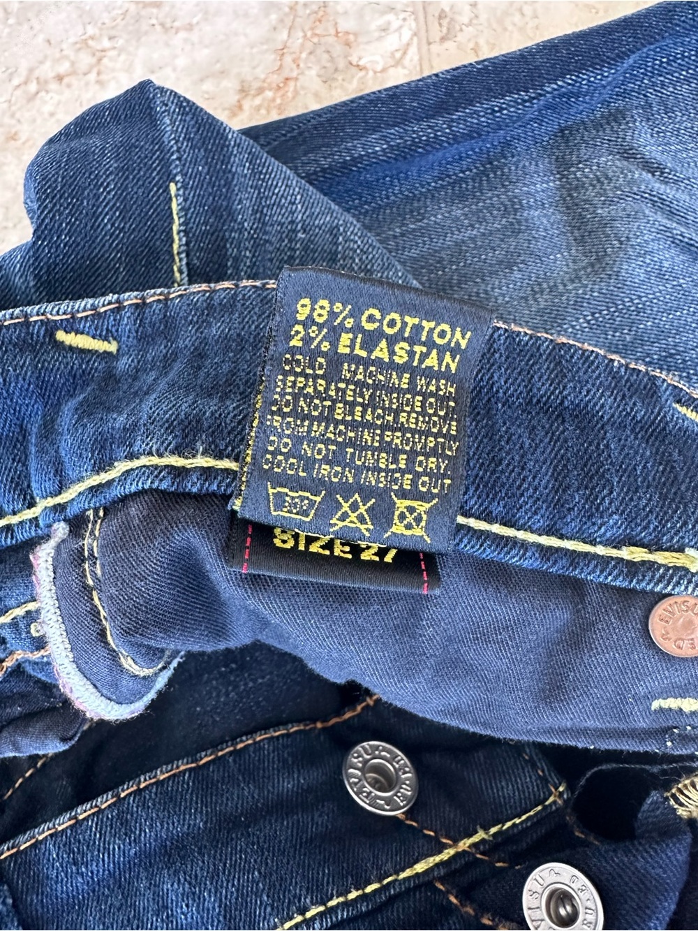 Evisu Women’s Blue Washed Denim Jeans with Copper Stud Detailing in size 27 - Picture 7 of 7